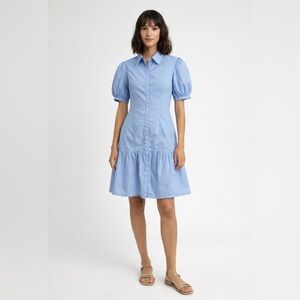10 Crosby Derek Lam Sky Blue Shirt Dress 100% Cotton